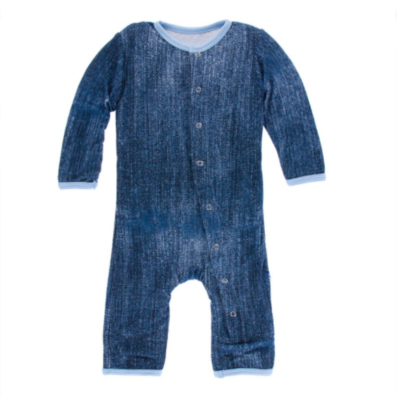 Kickee Pants Pajamas Kickee Pants Print Coverall In Denim Poshmark